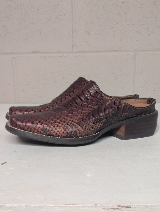 Ariat Shoes - Ariat Brown Python Print Leather Pointed Toe Western Mules Size 8.5